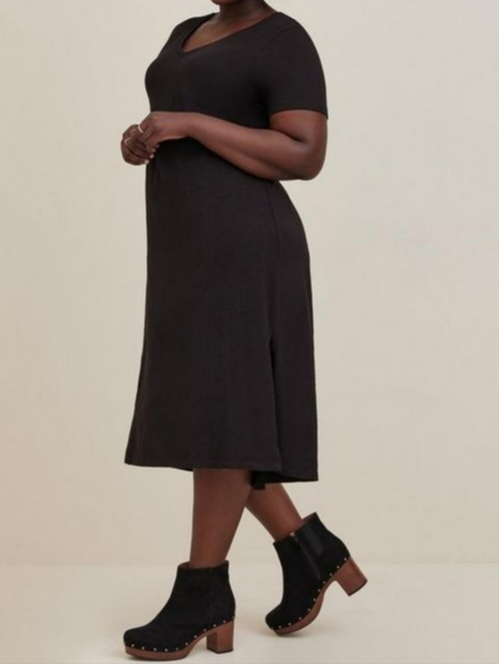 Torrid Black Cotton Midi Dress T Shirt Dress 3X NWT